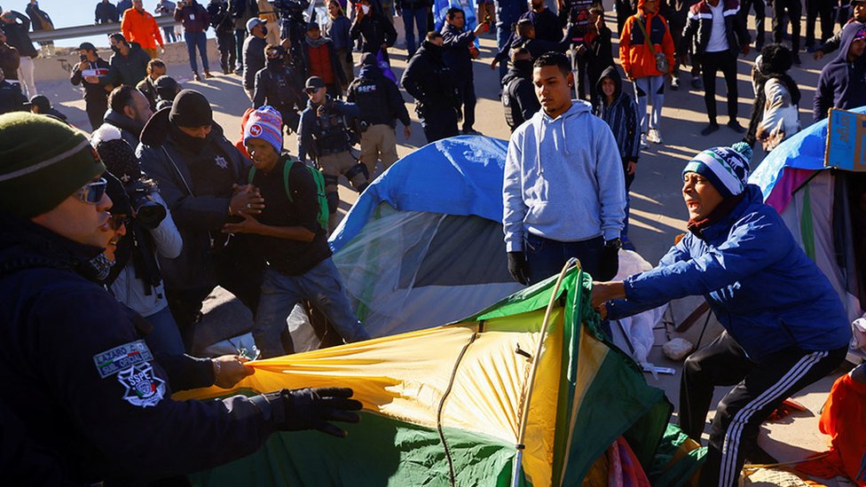 Campamento de migrantes en Ciudad Juárez