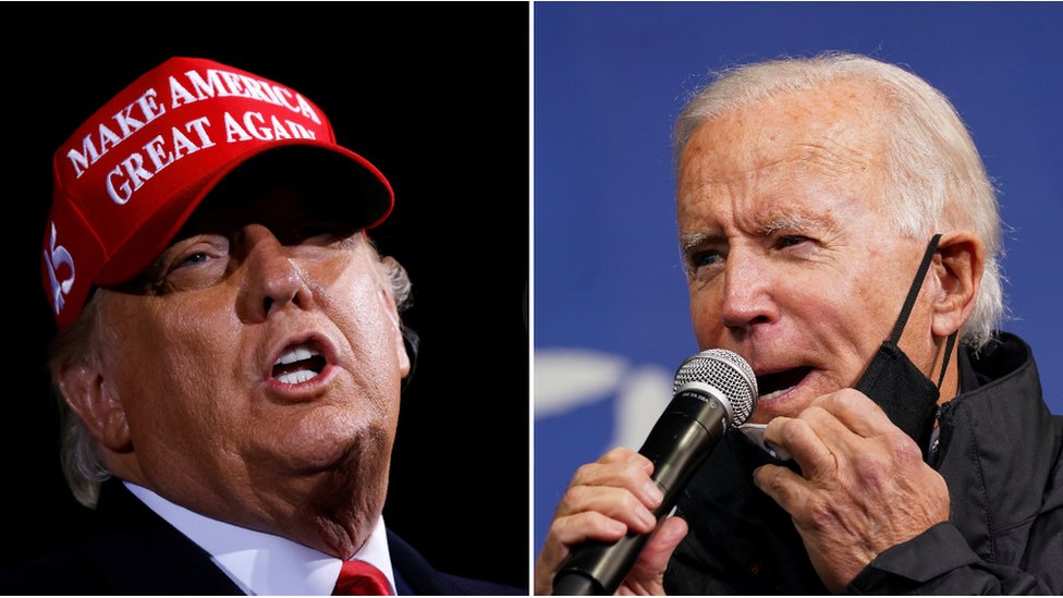 Donald Trump, left, and Joe Biden, right