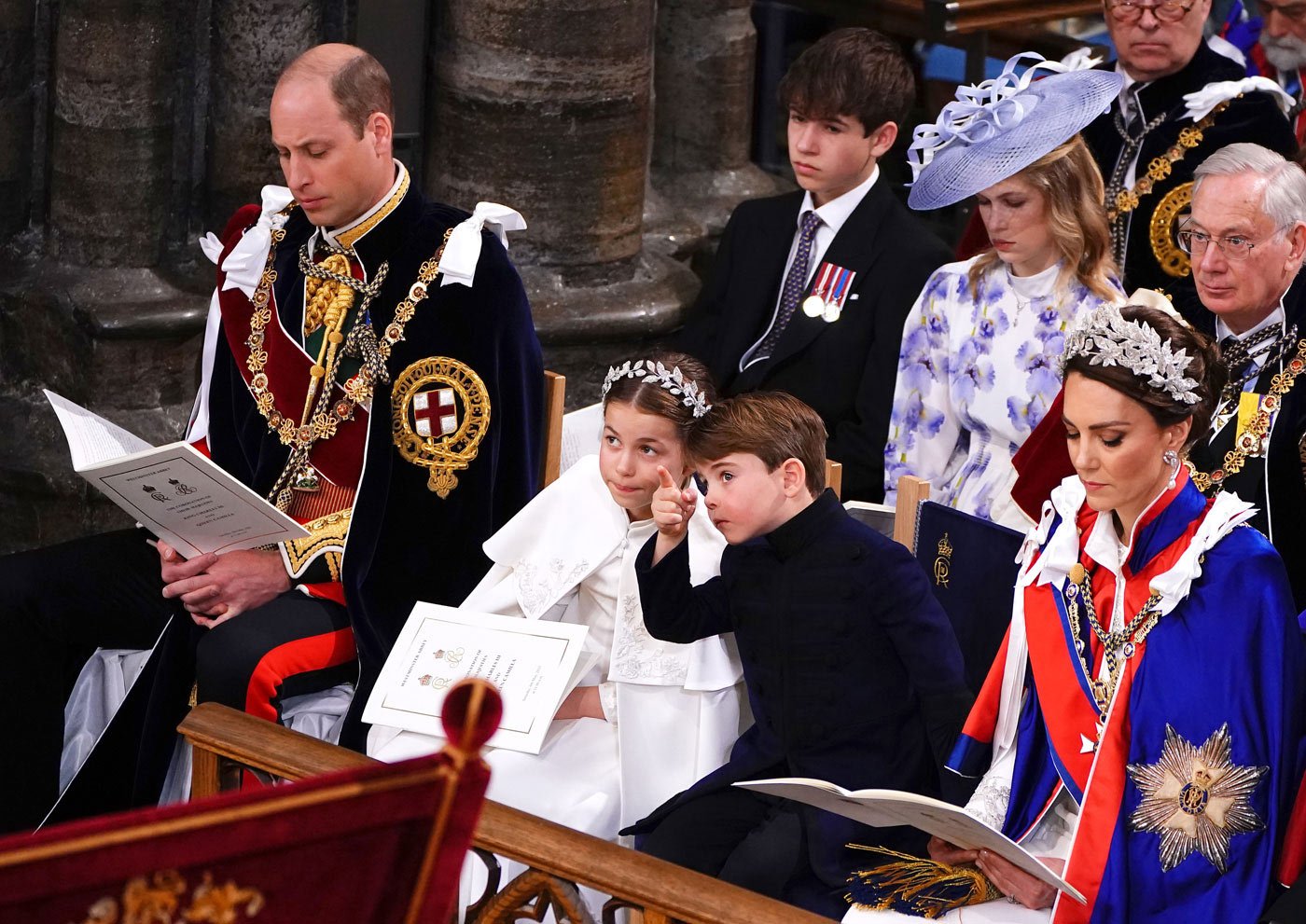 Prince William, Prince of Wales, Princess Charlotte, Prince Louis and Catherine, Princess of Wales
