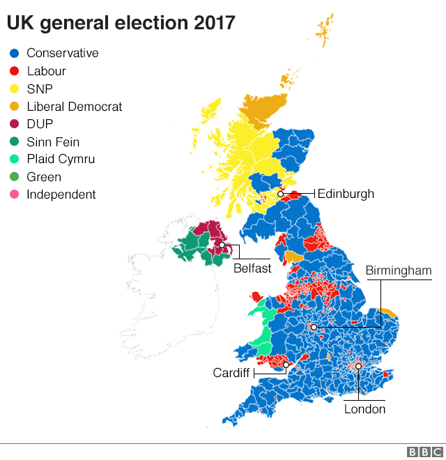 Карта результатов всеобщих выборов 2017 года