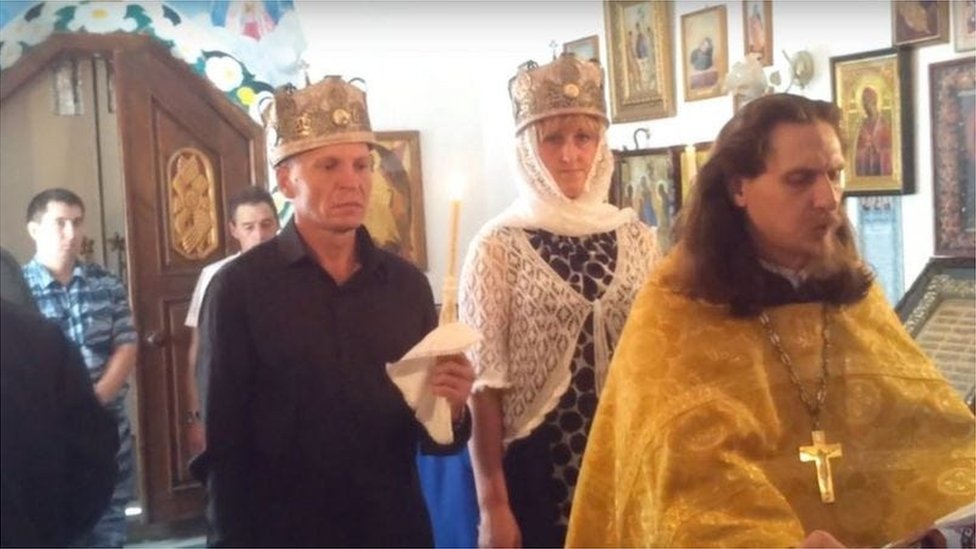 Jevgenij Nužin na venčanju sa drugom suprugom Olgom