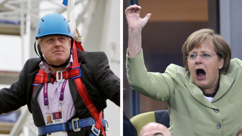 Image shows Boris Johnson and Angela Merkel