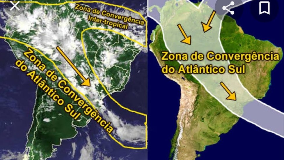 Mapa mostra corredor de umidade atmosférica na América do Sul