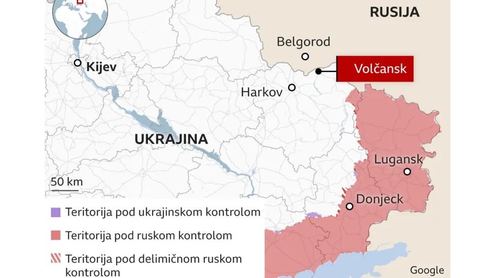 Mapa ruske ofanzive u Harkovskoj oblasti
