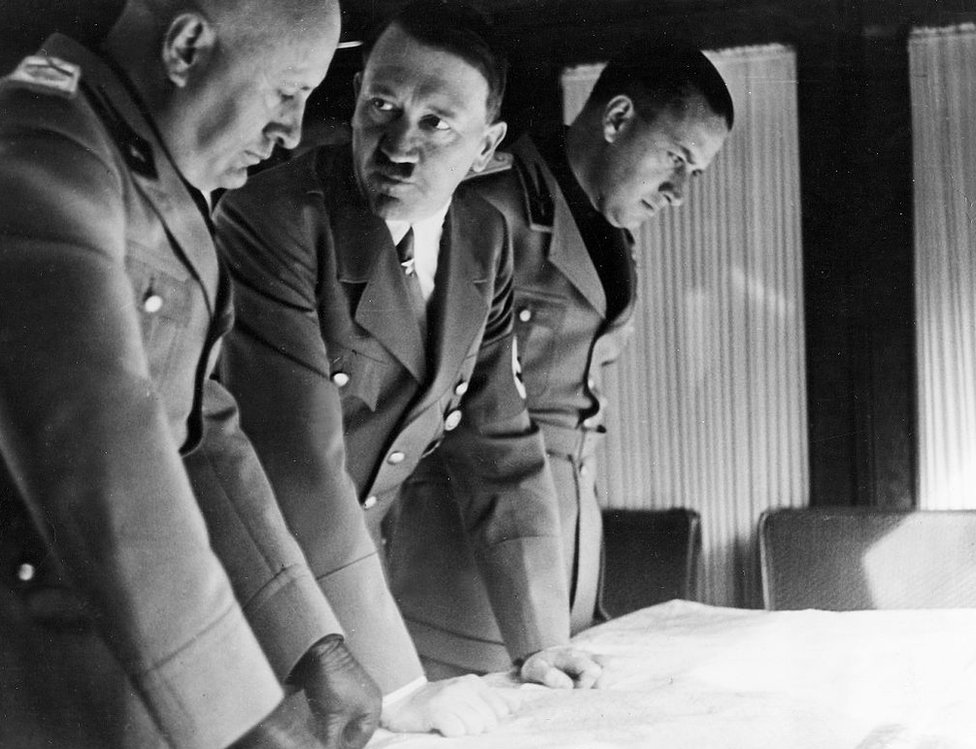 Mussolini y Hitler en una reunión durante la II Guerra Mundial
