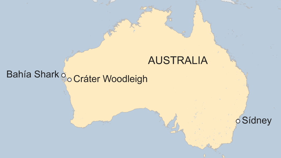 Mapa cráter Woodleigh, Australia.