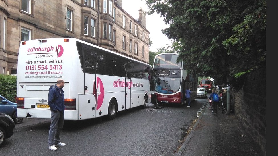 Two injured in coach and bus crash - BBC News