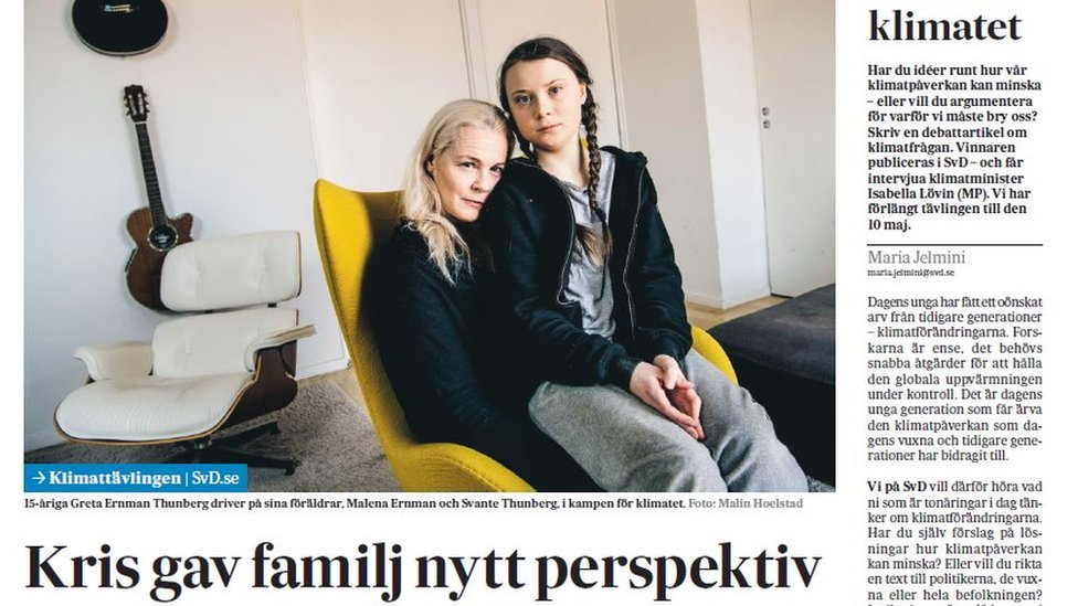 格蕾塔·通貝里（Greta Thunberg）和母親
