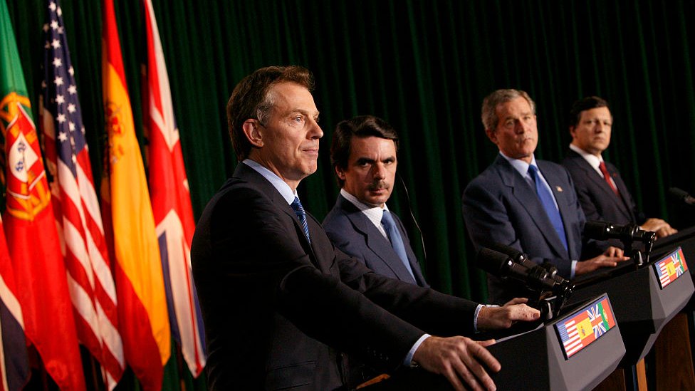 Tony Blair, José María Aznar, George W. Bush y Jose Manuel Durão Barroso en la cumbre de las Azores