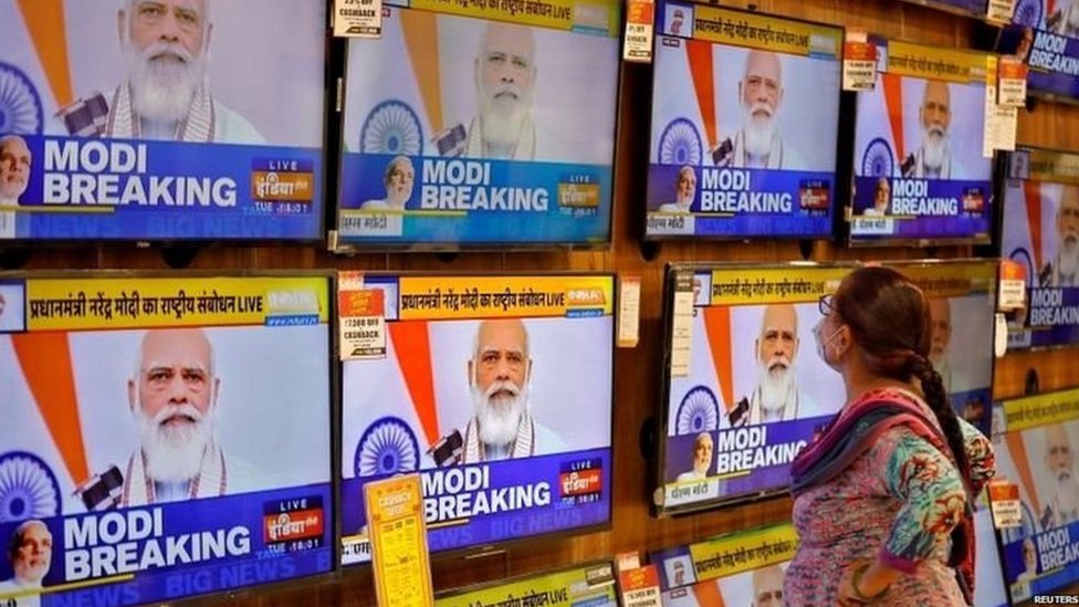 ਟੈਲੀਵੀਜ਼ਨ ਸਕਰੀਨਾਂ ਉੱਪਰ ਮੋਦੀ