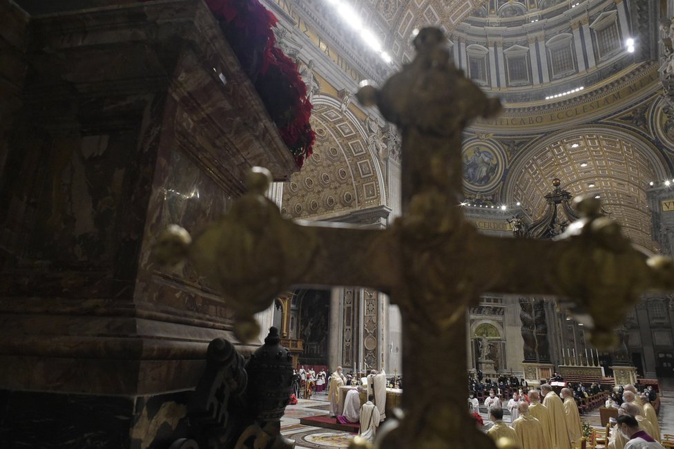 The Christmas Eve Mass in St Peter's Basilica. Photo: 24 December 2020