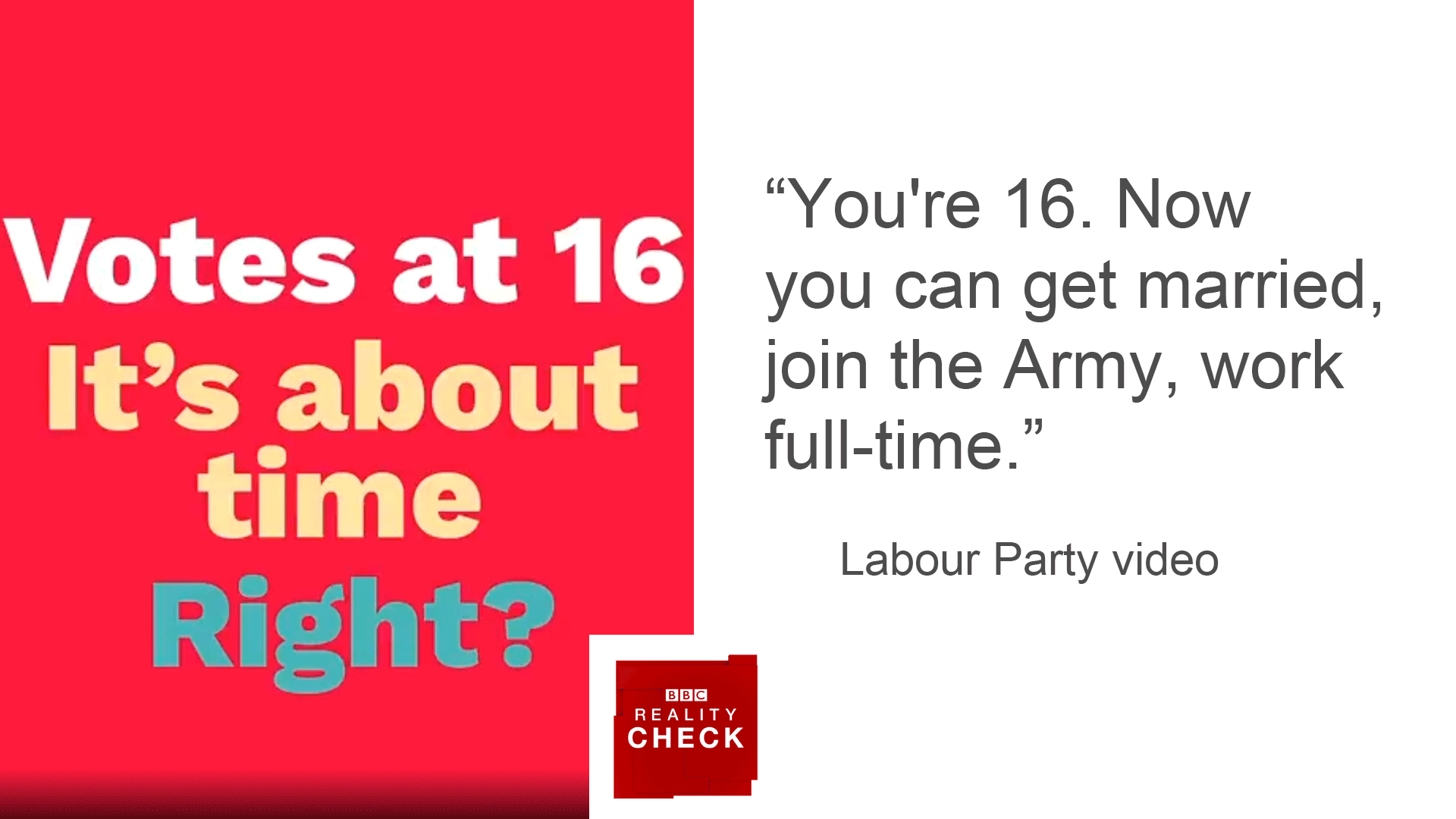 Кампания Лейбористской партии: вам 16. Теперь вы можете выйти замуж, пойти в армию и работать полный рабочий день.