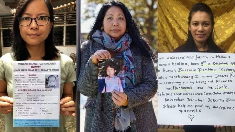 Personas adoptadas en Países Bajos, como Widya Astuti Boerma (en el centro) buscan a sus madres biológicas en Indonesia.