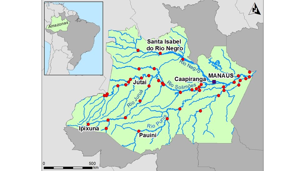 Mapa do Amazonas sem rodovias