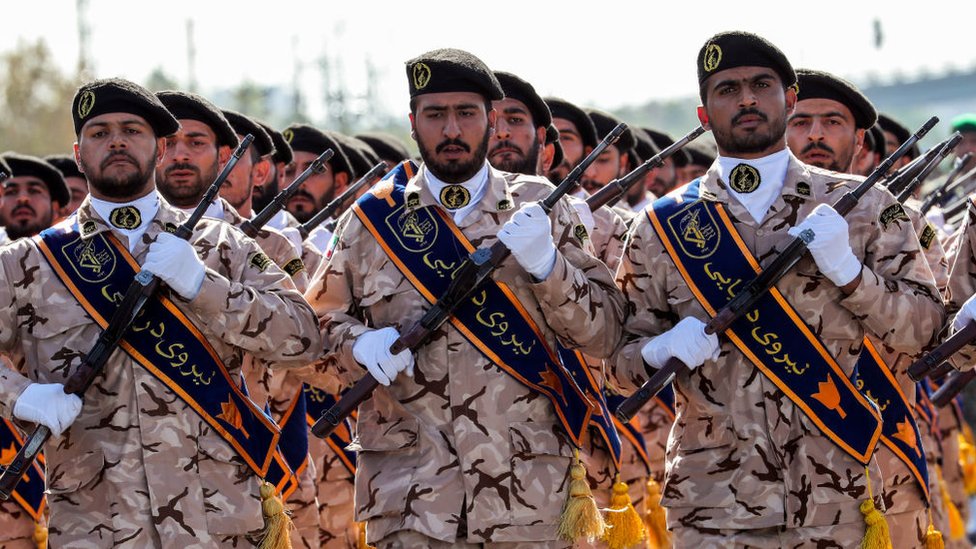 Revolutionary Guards parading in Tehran.