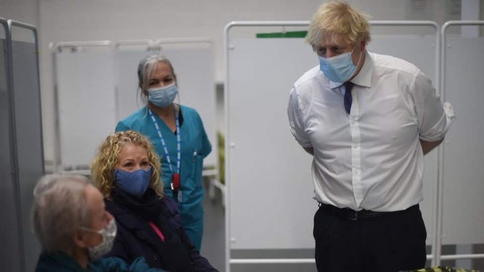 Prime Minister Boris Johnson at Ashton Gate Stadium in Bristol