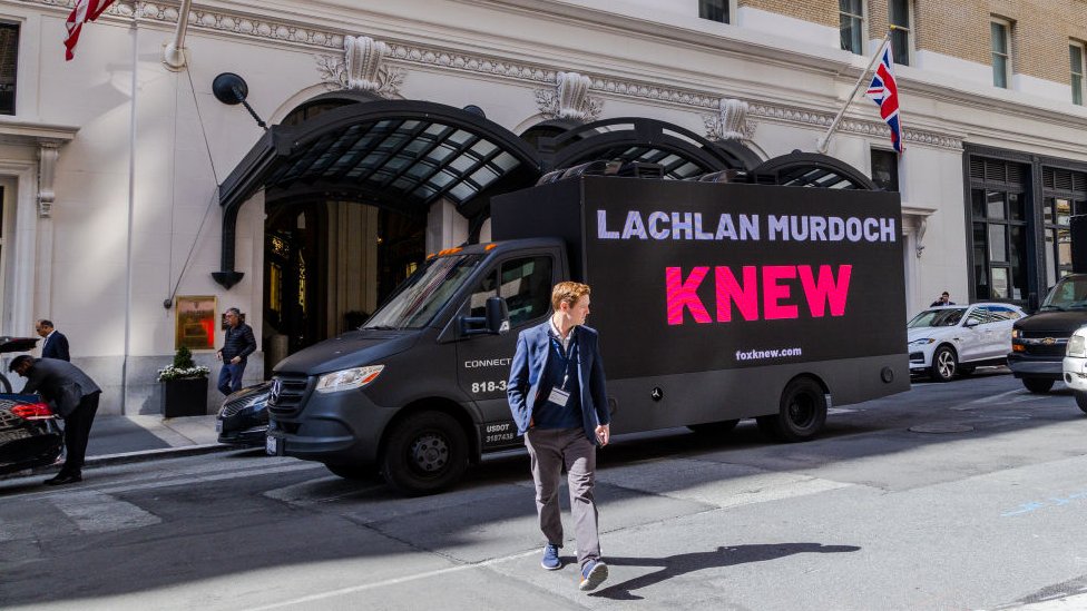 Truck billboards hired by a left-wing group protest Fox News coverage of the 2020 election