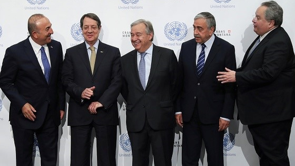 2017'de BM öncülüğündeki görüşmelere Kıbrıslı liderlerin yanı sıra Türk ve Yunan Dışişleri Bakanları katılmıştı
