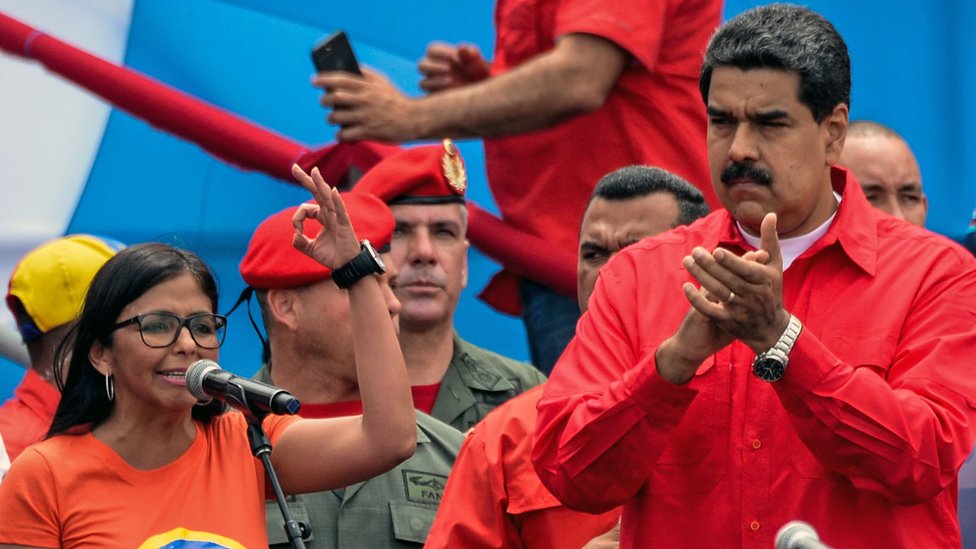 Delcy Rodríguez y Nicolás Maduro