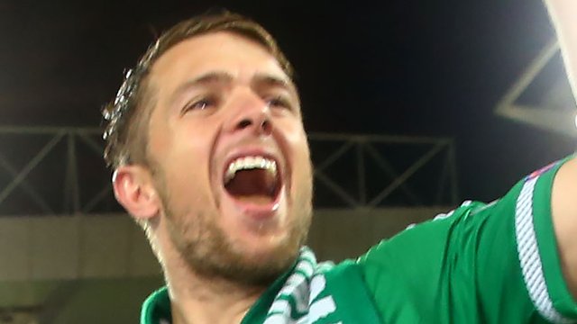 Jamie Ward celebrates qualification for the 2016 European Championship finals