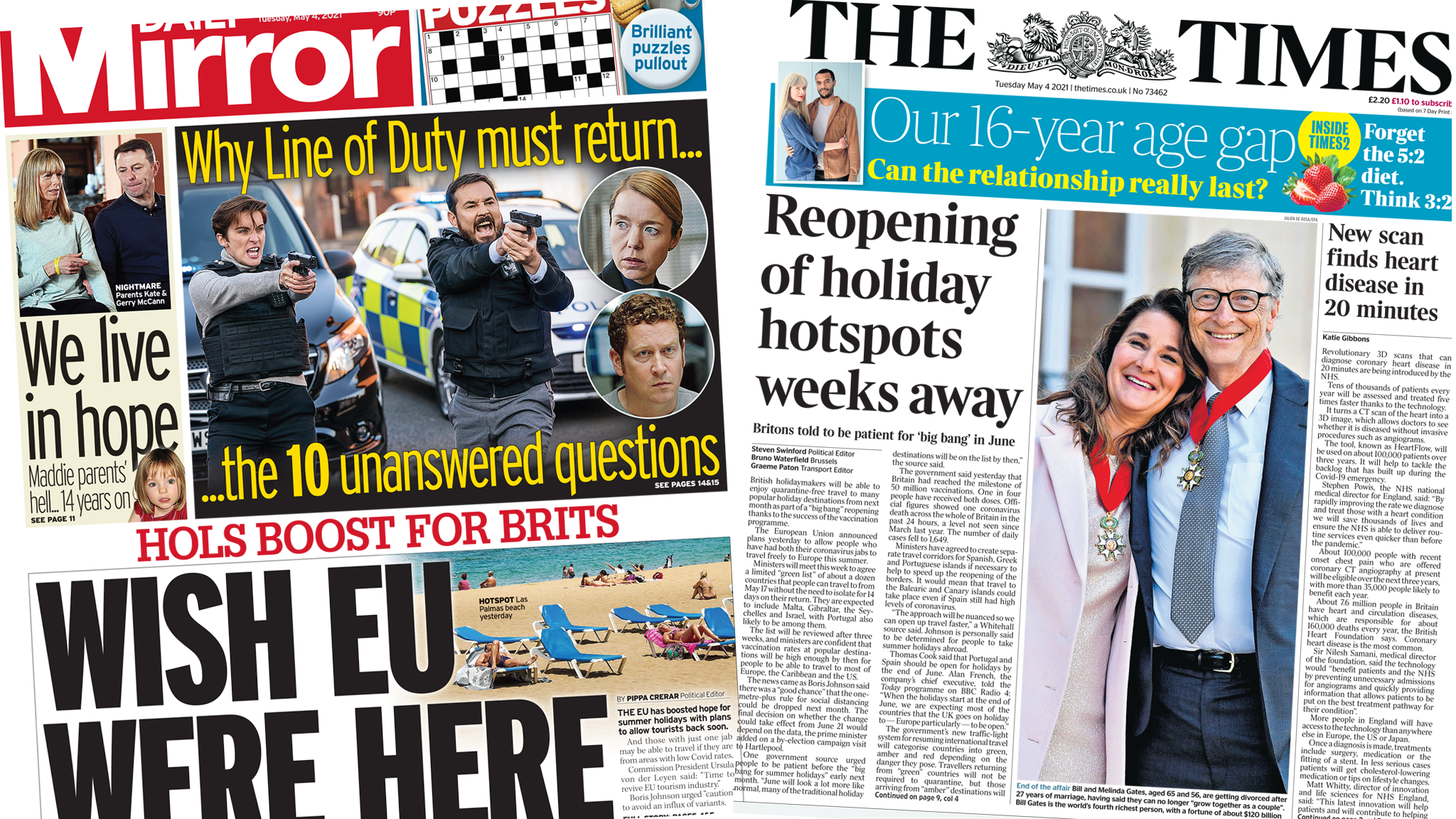 Newspaper Headlines Wish Eu Were Here And Holiday Spots To Reopen c News