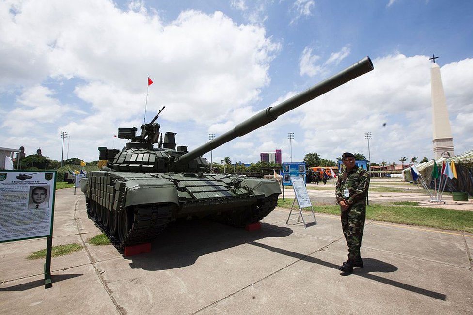 En agosto del año pasado llegó a Nicaragua el primero de los 50 tanques T-72B1 donados por Rusia. Un tanque modelo T-72B1 donado por Rusia a Nicaragua expuesto en el malecón de Managua el 16 de agosto de 2016.