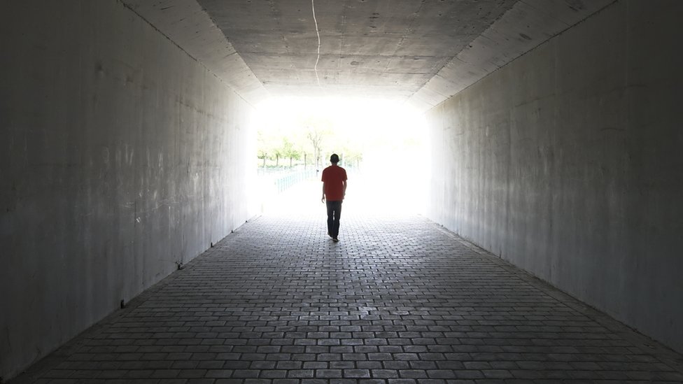 person in a tunnel