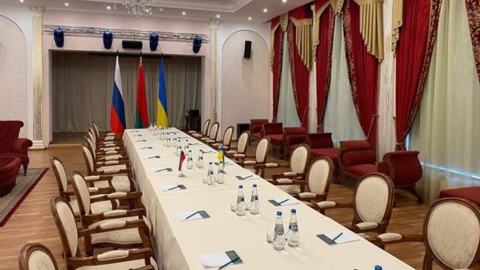 Sede de la reunión entre Ucrania y Rusia, según publicó el Ministerio de Exteriores de Bielorrusia.