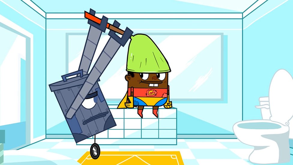 Кадр из короткометражного мультфильма "Мальчик-мусорщик и мусорное ведро"
