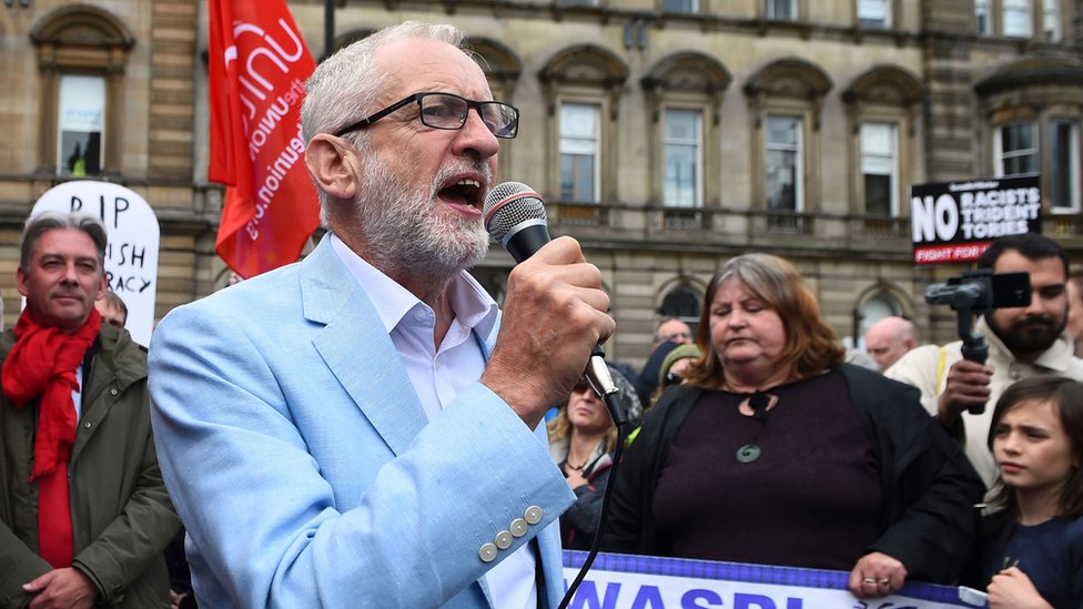 Labour leader Jeremy Corbyn speaking in Glasgow