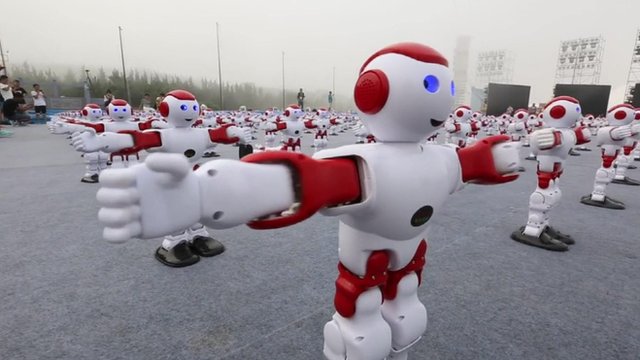 A robot programmed to dance