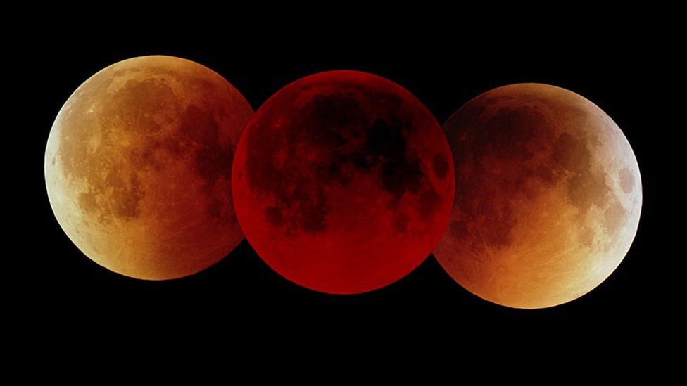Una composición de un eclipse lunar