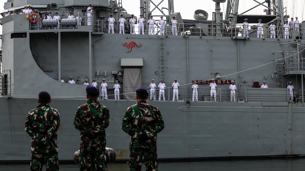 Корабль ВМС Австралии пришвартовался в порту Джакарты, Индонезия, май 2019 г.