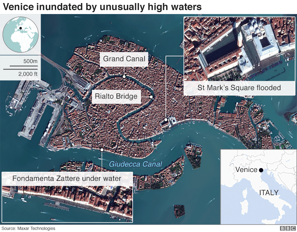 Венецианский паводок - вид с воздуха