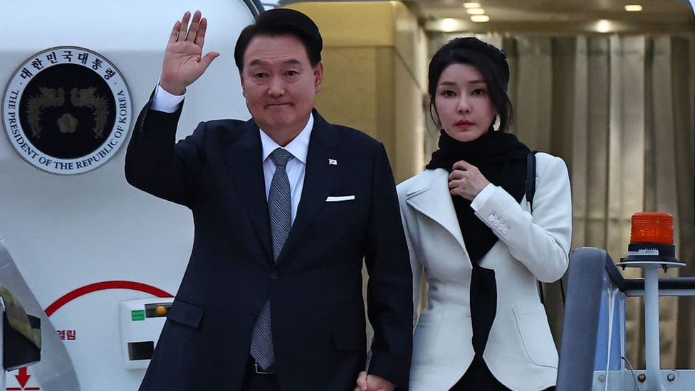 South Korea's President Yoon Suk Yeol and his wife Kim Keon Hee