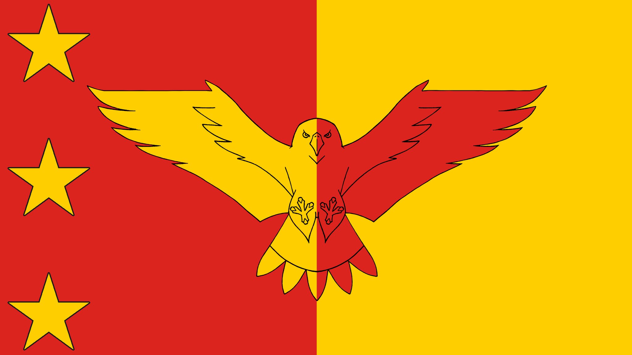 red and gold flag with eagle