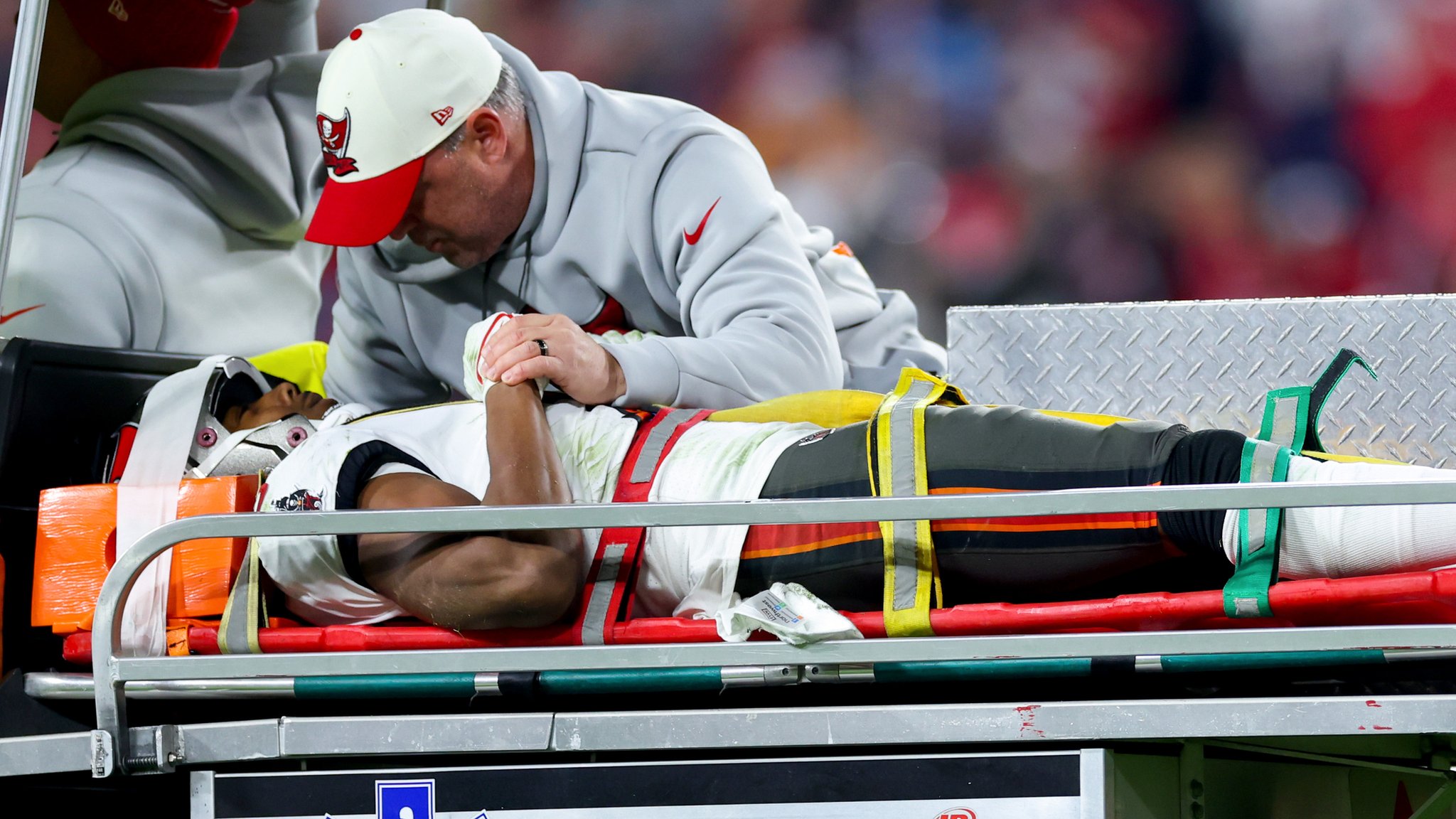 Russell Gage suffered neck injury and concussion playing for Tampa Bay Buccaneers