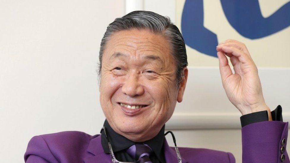 A file photo shows Japanese fashion designer Kansai Yamamoto speaks during  an interview in Tokyo on April 23, 2013. 76-year old Yamamoto made his  debut in 1971 as the first Japanese and