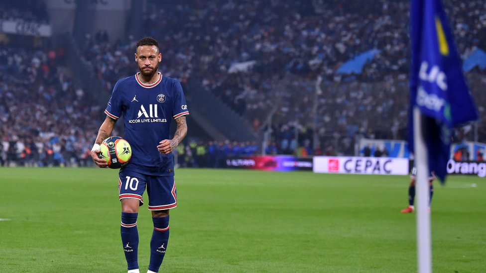 El futbolista brasileño Neymar durante un partido del PSG frente al Olympique de Marsella.