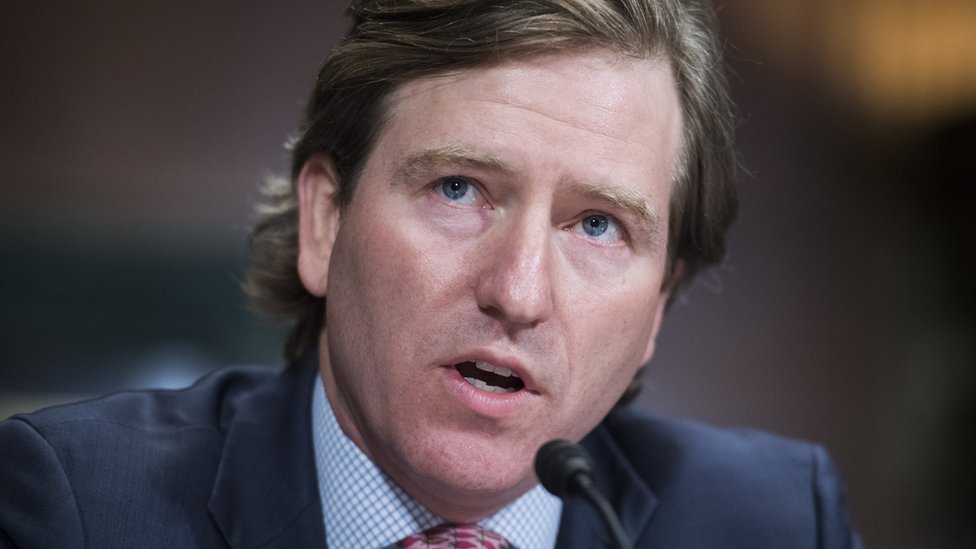 Christopher Krebs, director of the Department of Homeland Security's Cybersecurity and Infrastructure Security Agency, testifies during a Senate hearing on 14 May 2019