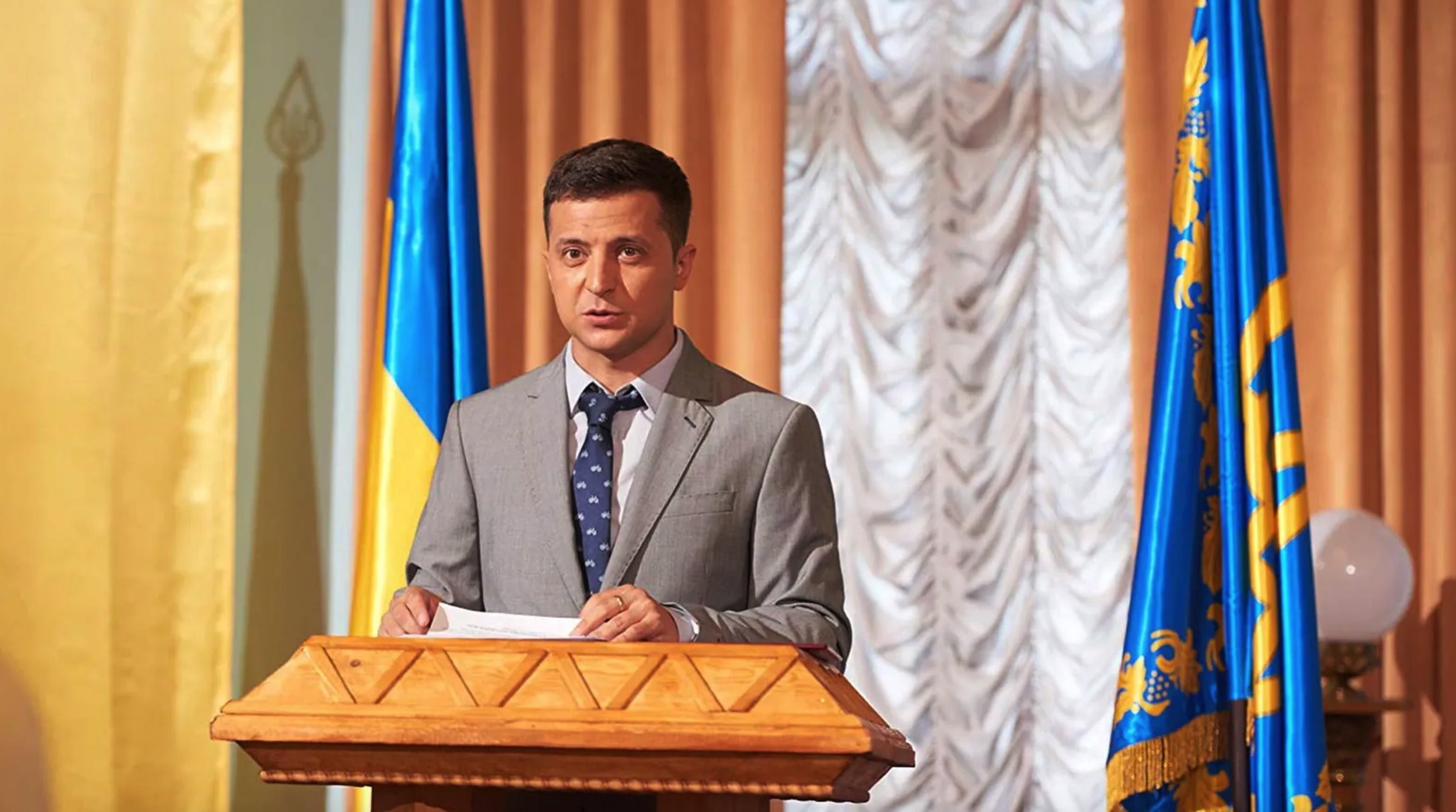 Zelensky na serie de TV como presidente da Ucrania