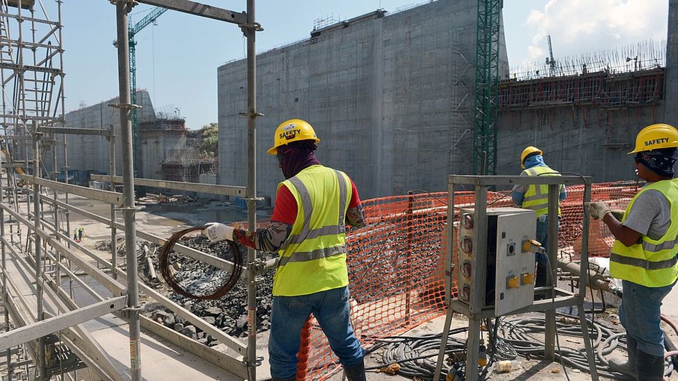 Trabajadores de la construcción en Panamá.
