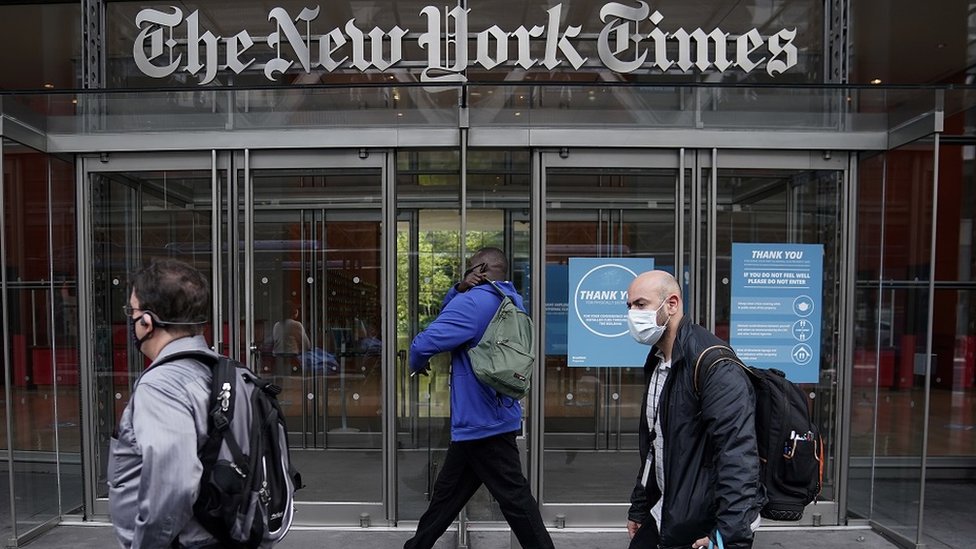 The New York Times office is pictured in the Manhattan borough of New York City, New York, U.S., September 28, 2020