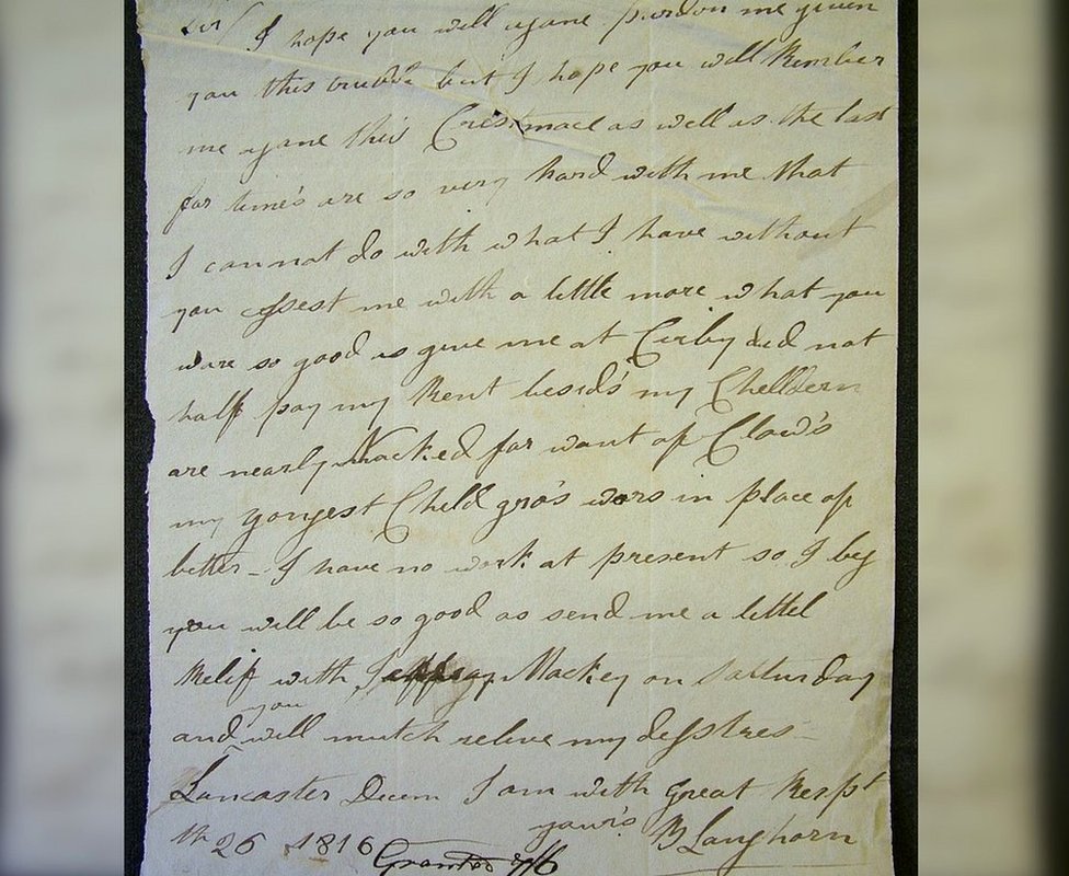Письмо Бетти Лангхорн в День подарков 1816 года