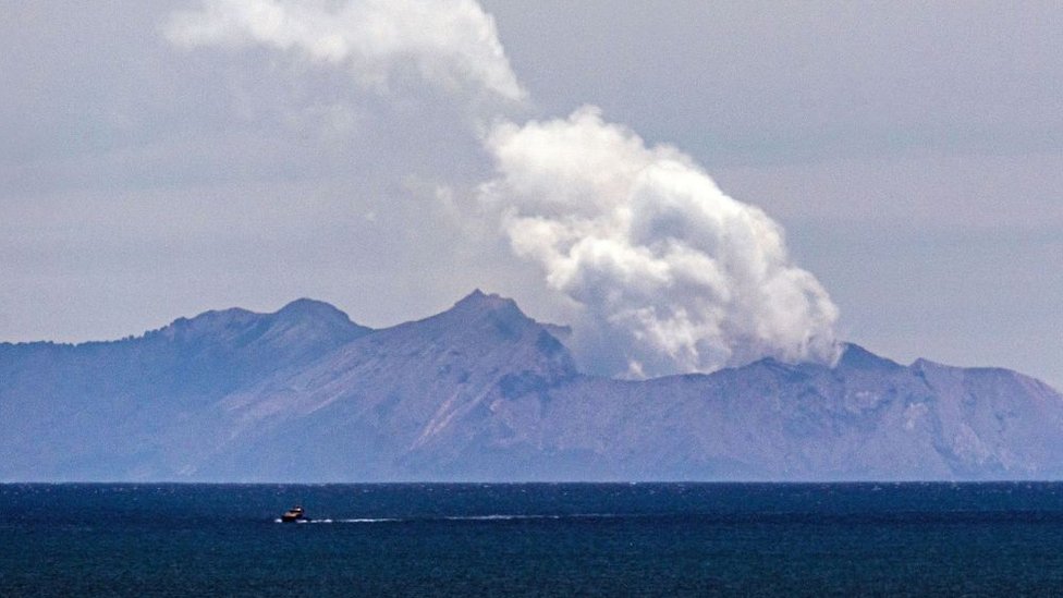 Steam rises from the White Island volcano following the December 9 volcanic eruption