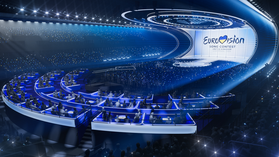 An artist's impression of what the Eurovision stage will look like this year