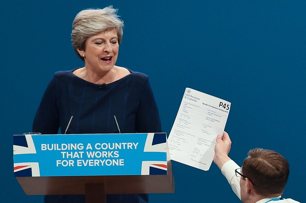 Theresa May handed a P45 form