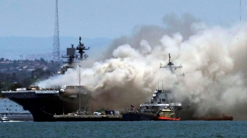 US Navy ship fire: Sailors and fire crew injured
