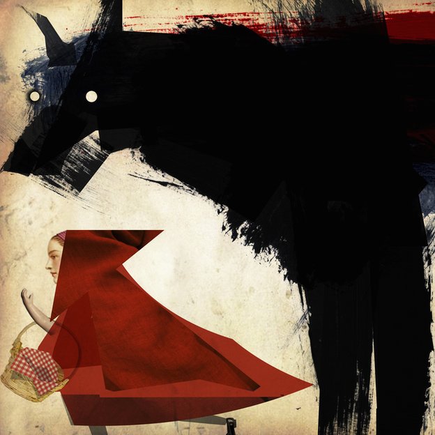 Ideas intrusas se fijan en la mente y te perturban. El lobo amenaza a Caperucita.