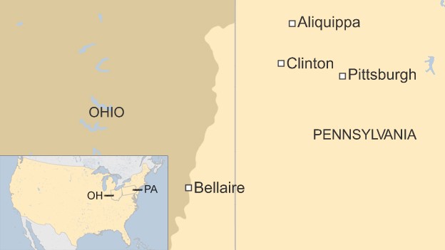 Карта Огайо и Пенсильвании